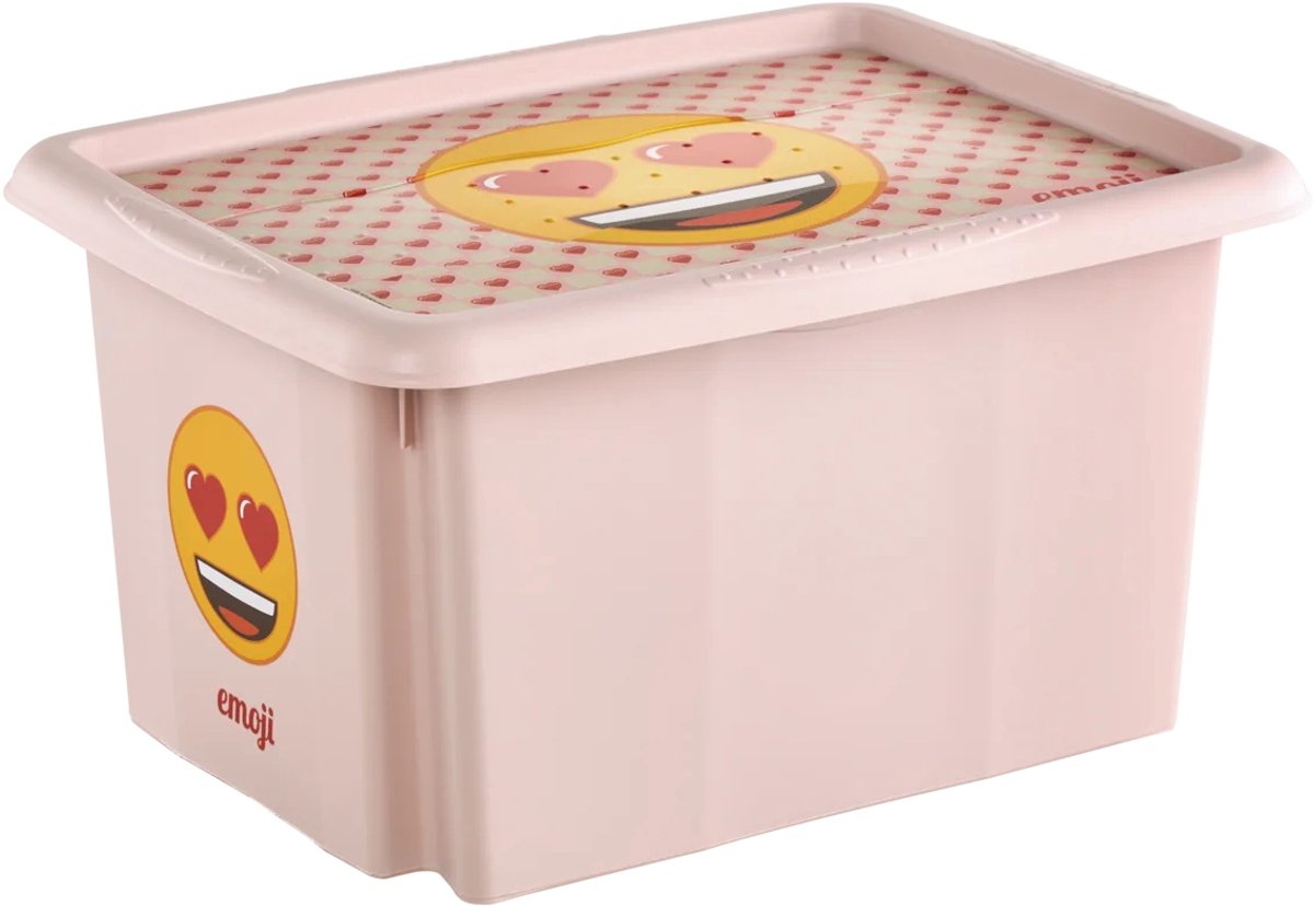 keeeper Karolina Emoji Hearts opbergbox, PP, roze, 15 liter