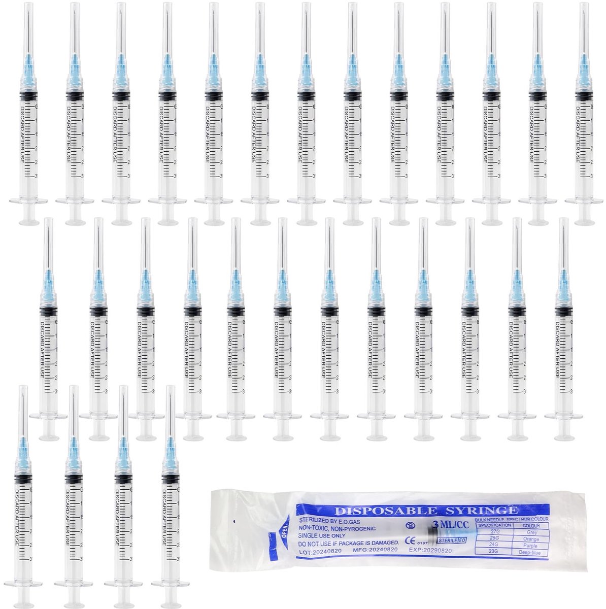 Dailygoods- Wegwerpspuiten 30 stuks - Kunststof Spuit - Voerspuit - Steriel Verzegeld - 3 ml - Duidelijke Gradaties - Hygiënisch Gebruik - Injectiespuit