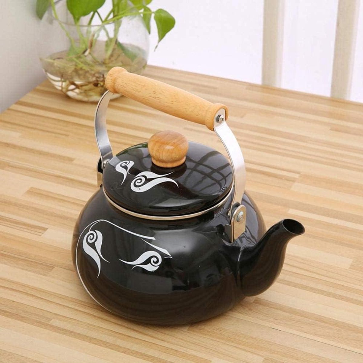 Keramische Waterkoker - Theepot Set - Thuis Gebruik - Druppelvrij Mondstuk - 2.5L - Zwart