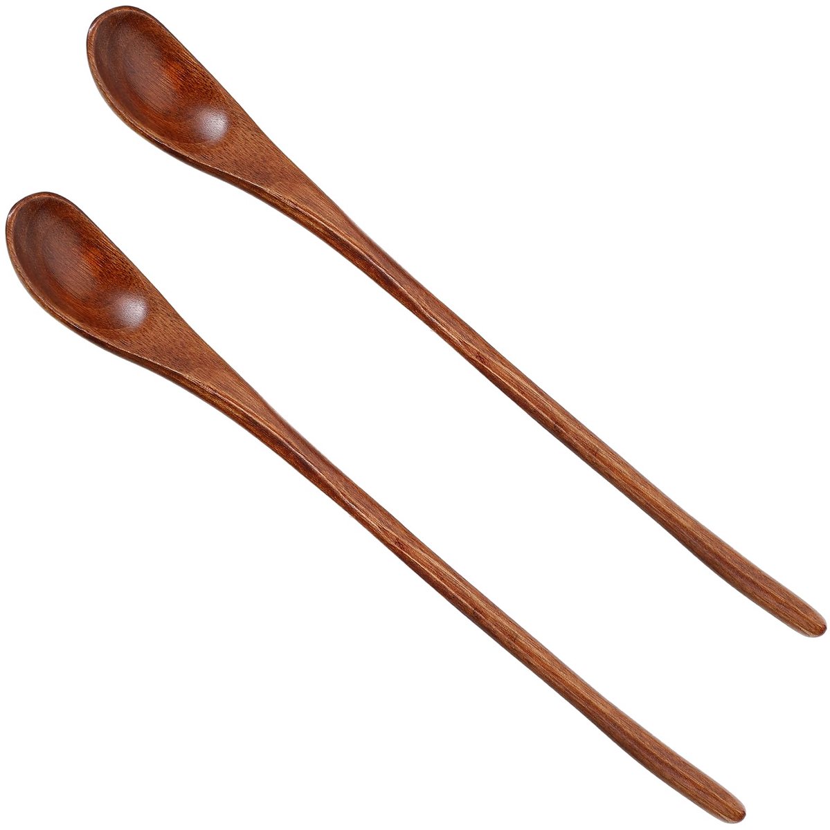 Dailygoods - 2 Stuks Houten Lange Theelepel - Ideaal voor Honing en Roeren