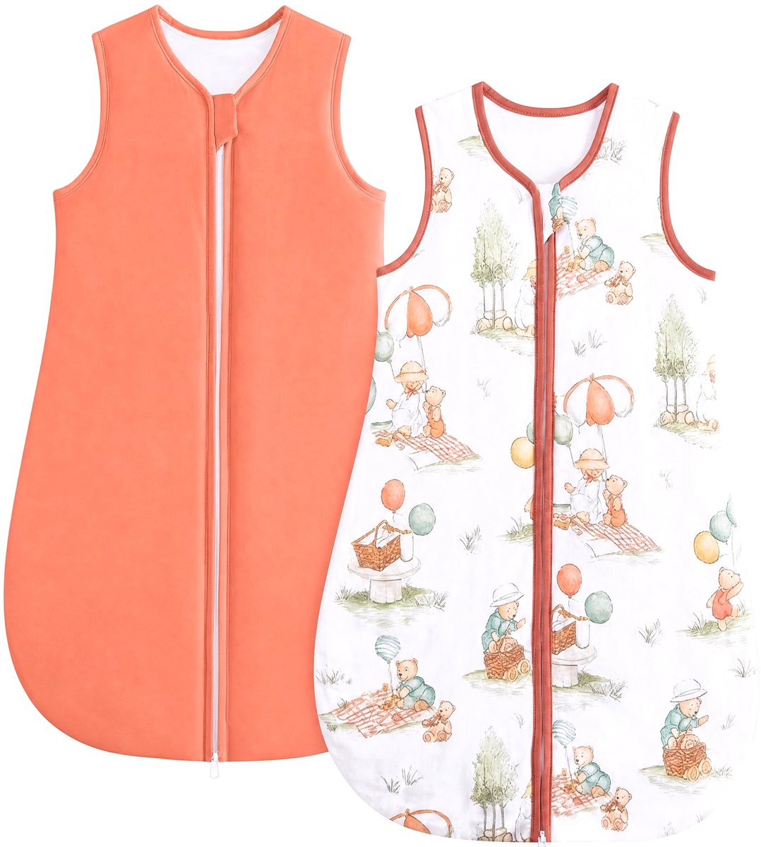 SnelShoppen - JiAmy Baby Slaapzak 1 1,5 0,5 TOG Katoenen Slaapzak 2 Pack Unisex Baby Draagbare Deken voor Pasgeboren & Baby 0-24 Maanden Oranje 0-6 Mo