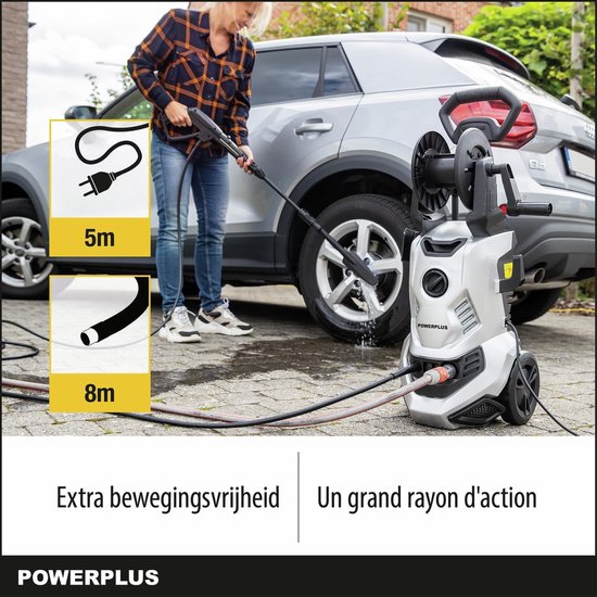 Hogedrukreiniger - Reinigingsapparaat Krachtig - Terras en Oprit Reinigen - Start-Stop Automatische Functie - 160 Bar - Grijs — afbeelding 2