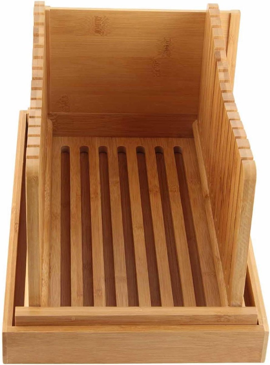 Broodsnijmachine Bamboe - Broodsnijgids Toastbrood - Zelf Brood Snijden - Verstelbare Plakdikte - 33 x 22 x 6 cm