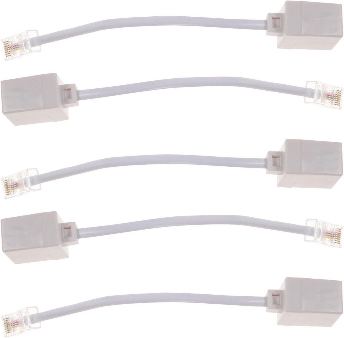 Netwerk Adapter Set - RJ45 RJ11 Converter - Netwerk Connectiviteit - Snelle Signaaloverdracht - 5 Stuks - Wit