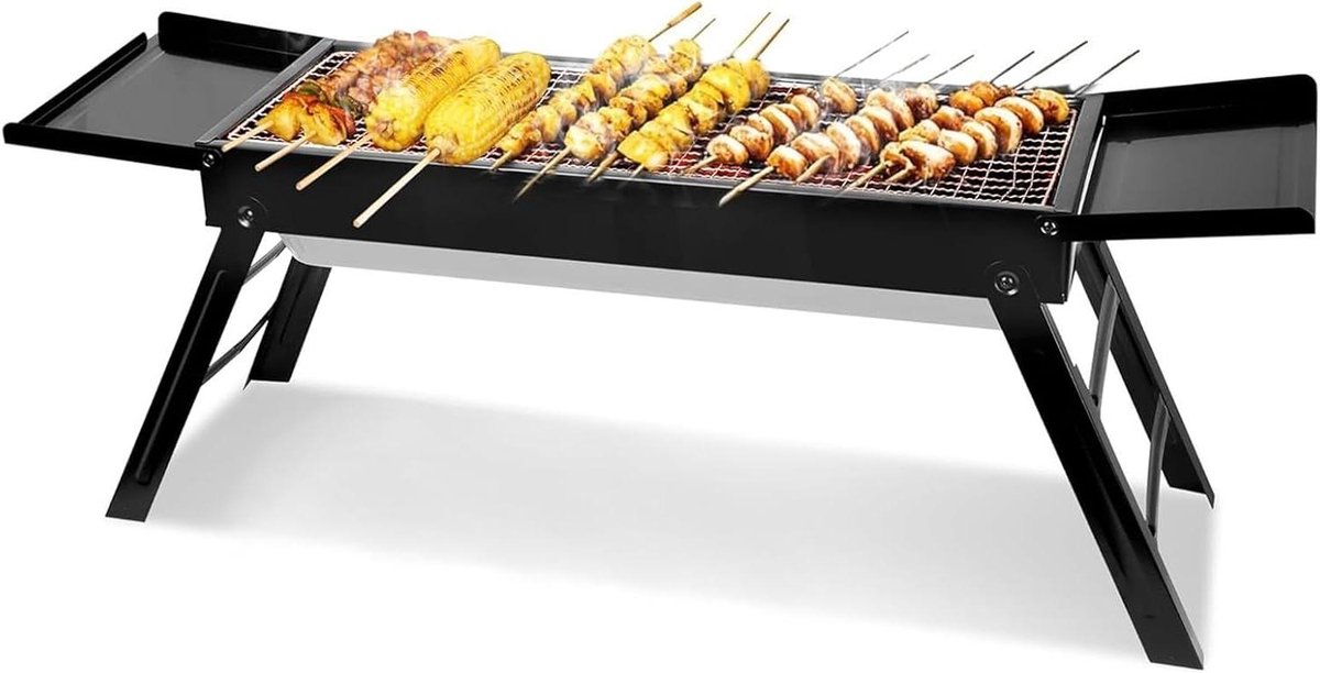 Draagbare Houtskoolbarbecue - Buiten Grill - Buiten Koken - Verstelbare Ventilatie - 87x22.5x30.5cm - Zwart