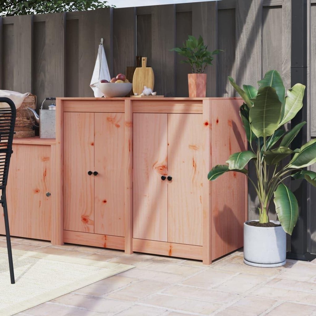 Buitenkeuken Deuren - Kastdeuren Tuinkeuken - Buiten Koken - Massief Douglas Hout - 50x9x82 cm - Onbehandeld