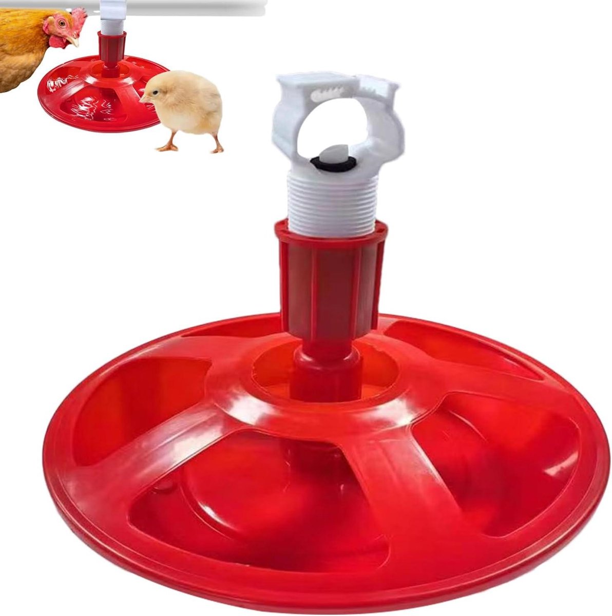 Kippen Drinkbak - Pluimvee Drinkbak - Hydratatie Pluimvee - Lekvrij Aansluitingssysteem - 30 cm Diameter - Wit