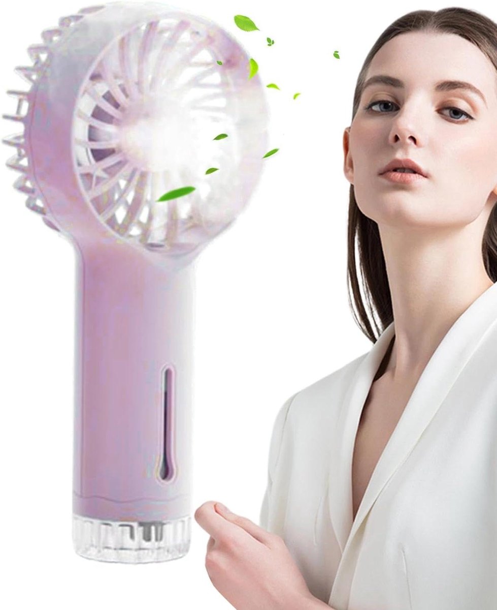 Draagbare Mistventilator - Verkoeler Spray - Persoonlijke Koeling - Verstelbare Windsnelheden - 16.8 cm - Lila