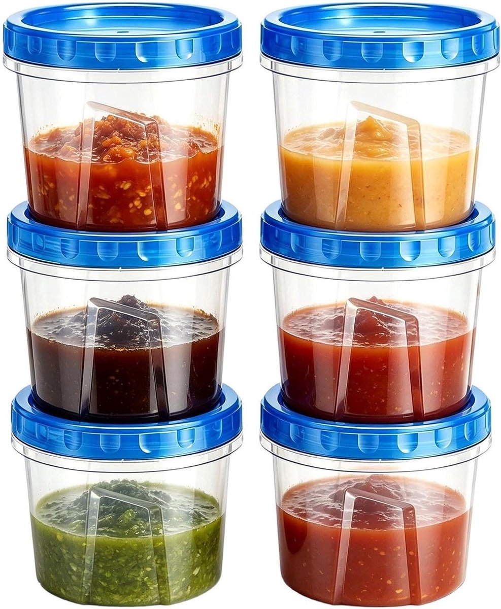 Bewaarbakjes Voedsel - Voedselcontainers Lekvrij - Voedsel Opslaan - Stapelbaar Ontwerp - 470 ml 6-Delig - Wit