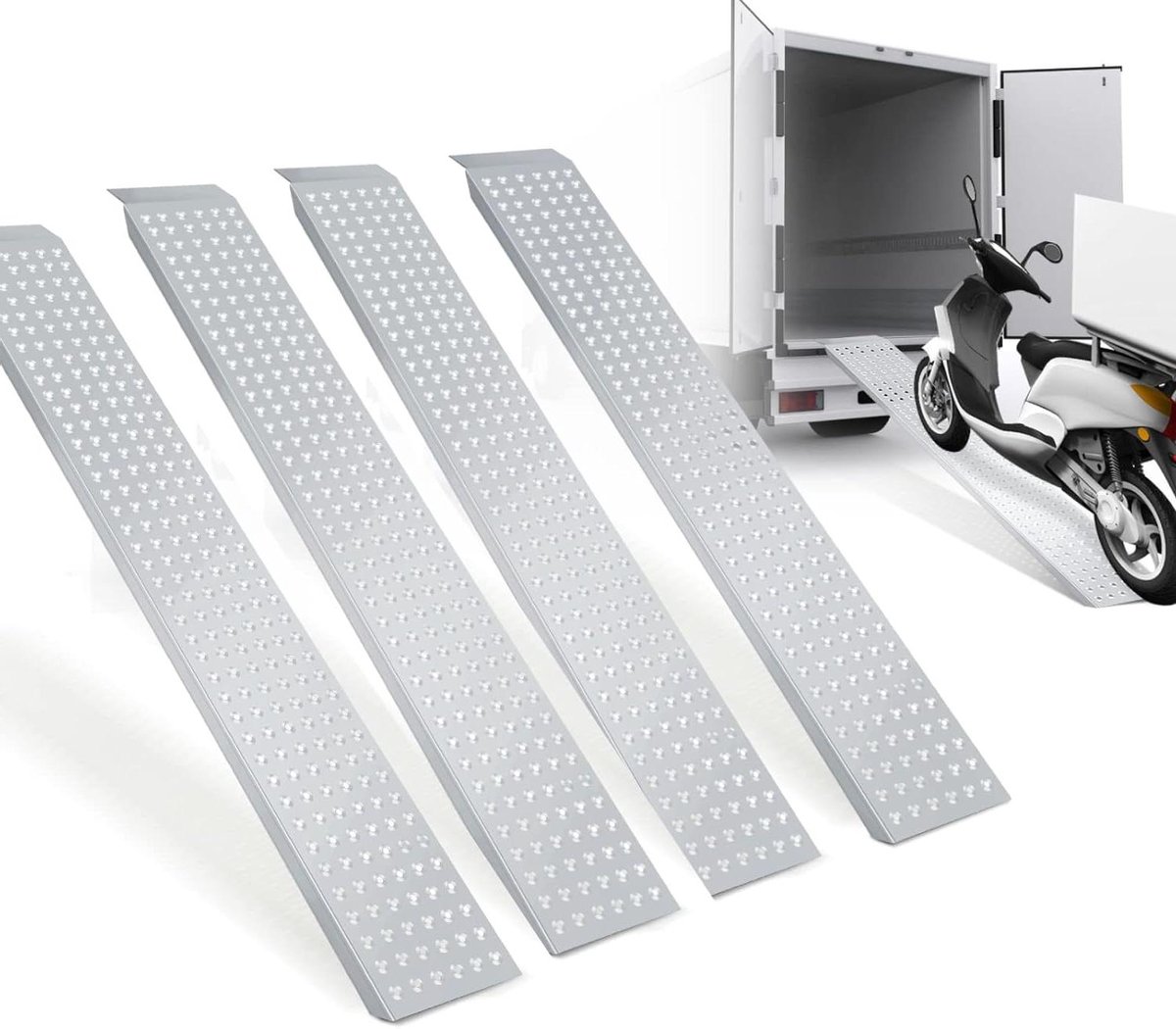 Oprijplaten - Laadhellingen Aanhanger - Voertuigen Laden - Antislip Stabiliteit - 160 cm - Zilver