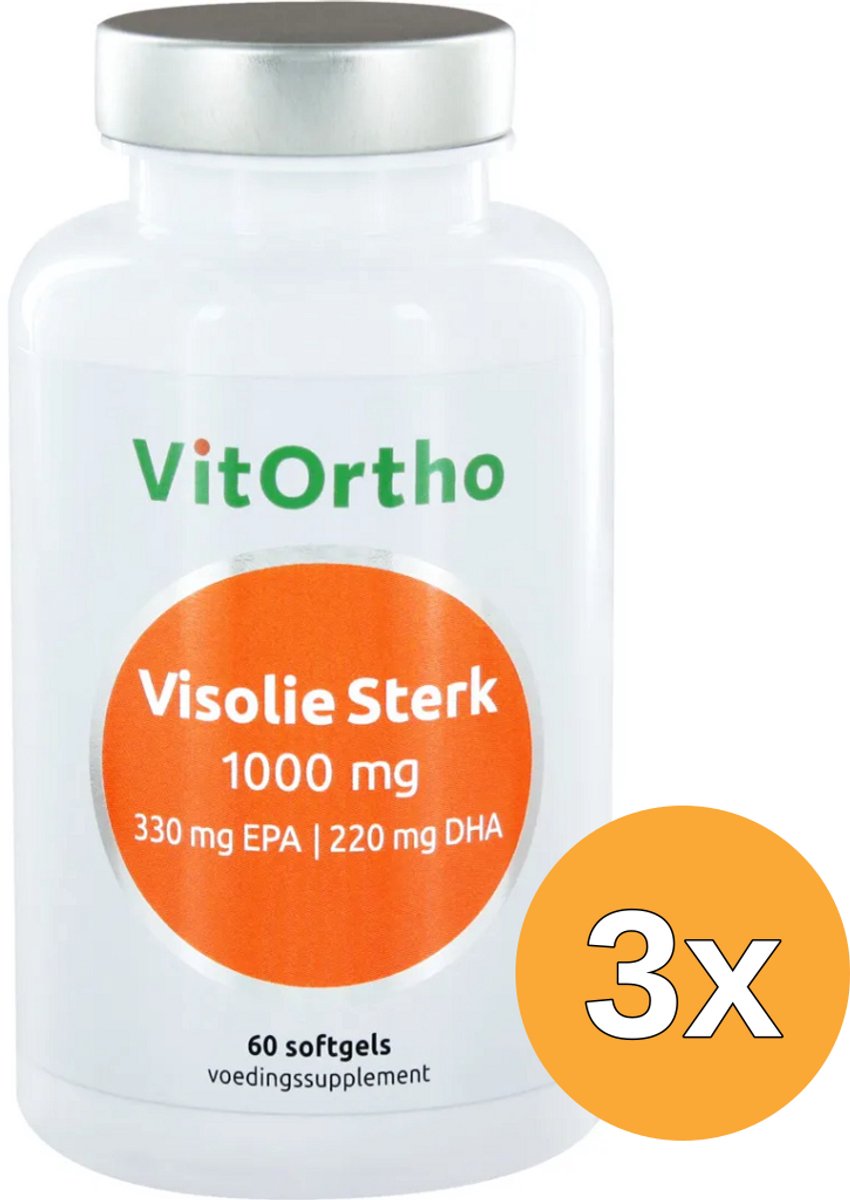3x Vitortho Visolie Sterk 1000 mg - 330 mg EPA 220 mg DHA (60 softgels)