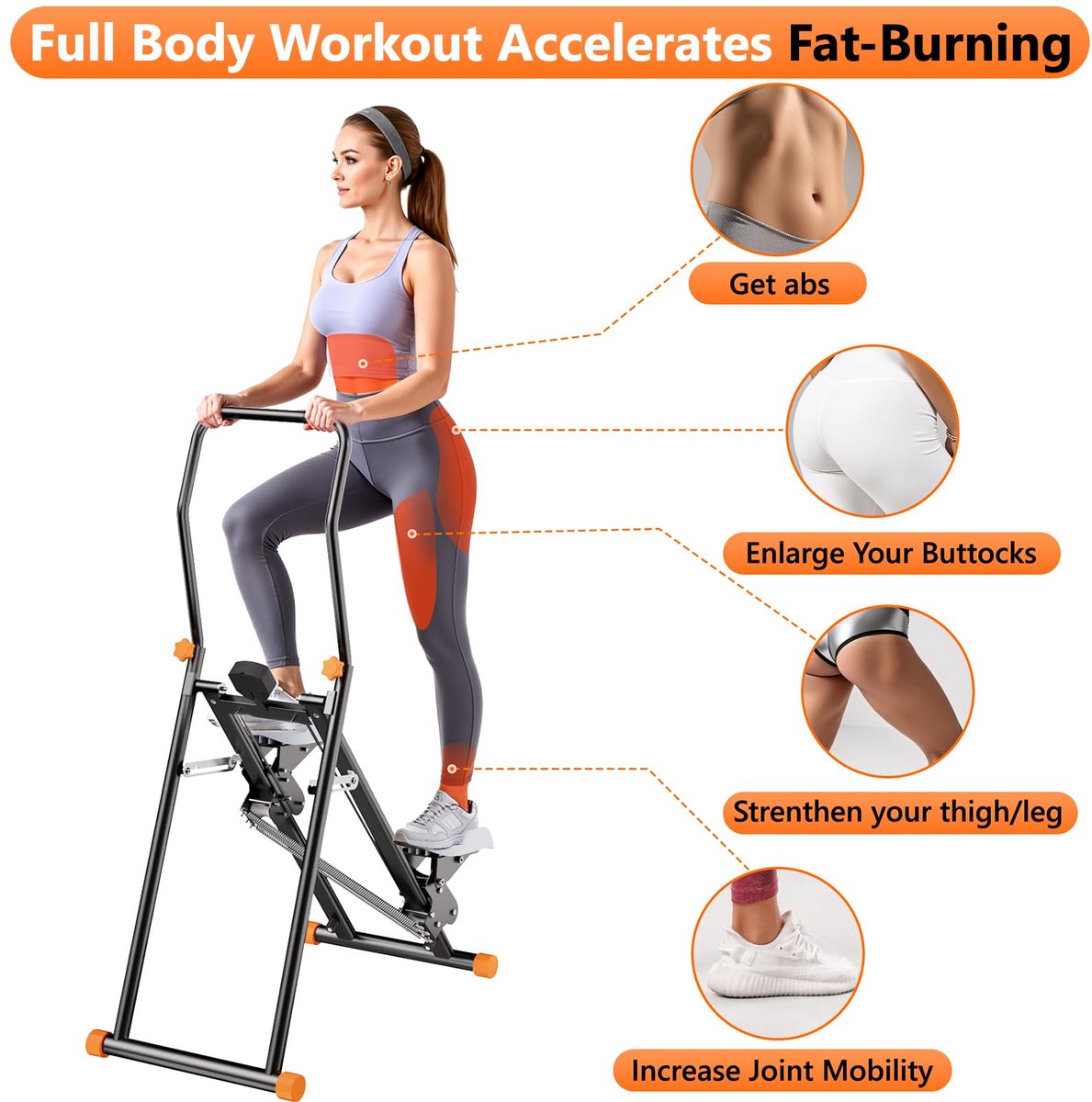 SnelShoppen - RYGEO Trapstepper met Weerstand voor Thuis, Aerobic Mini-Stepper, Trapklimmer met Monitor voor Cardiotraining, Full-Body Fitnessapparaat