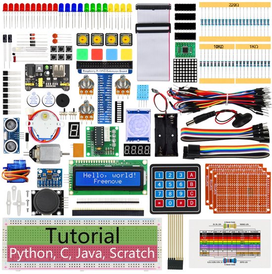 SnelShoppen - Ultimate Starter Kit voor Raspberry Pi 5 4 B 3 B+ 400 Zero 2 W met 223 Onderdelen en 128 Projecten, Inclusief 962-Pagina's Tutorial, Pyt