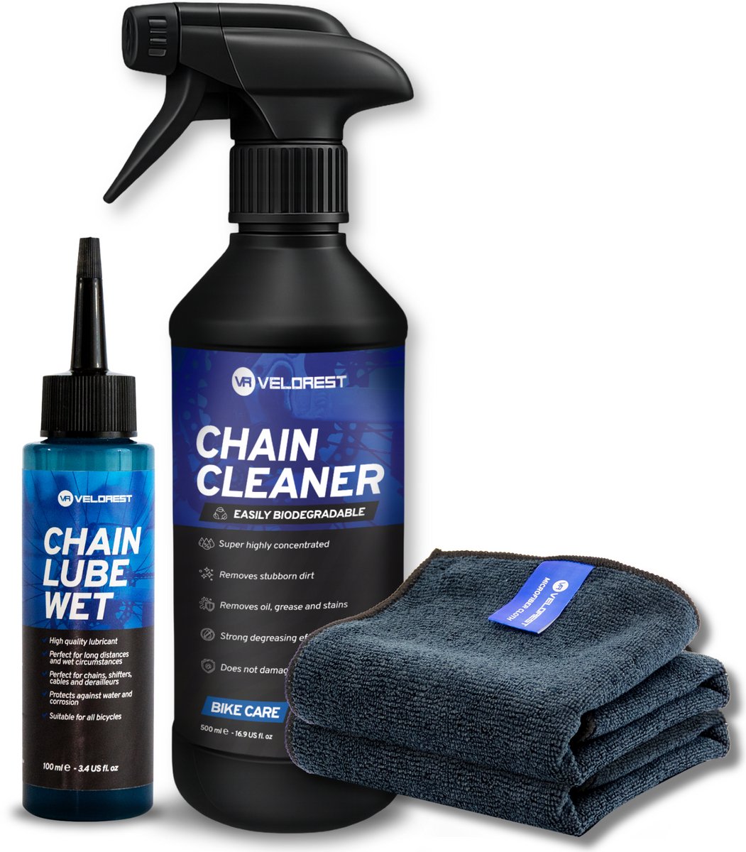 Velorest Ketting Reinigingsset - Ketting Reiniging & Onderhoud - Fietsonderhoudsmiddelen - Fietsketting Reiniger Set - Kettingolie Fiets - Fietsketting Smeermiddel - Chain Cleaner - Biologisch Afbreekbaar