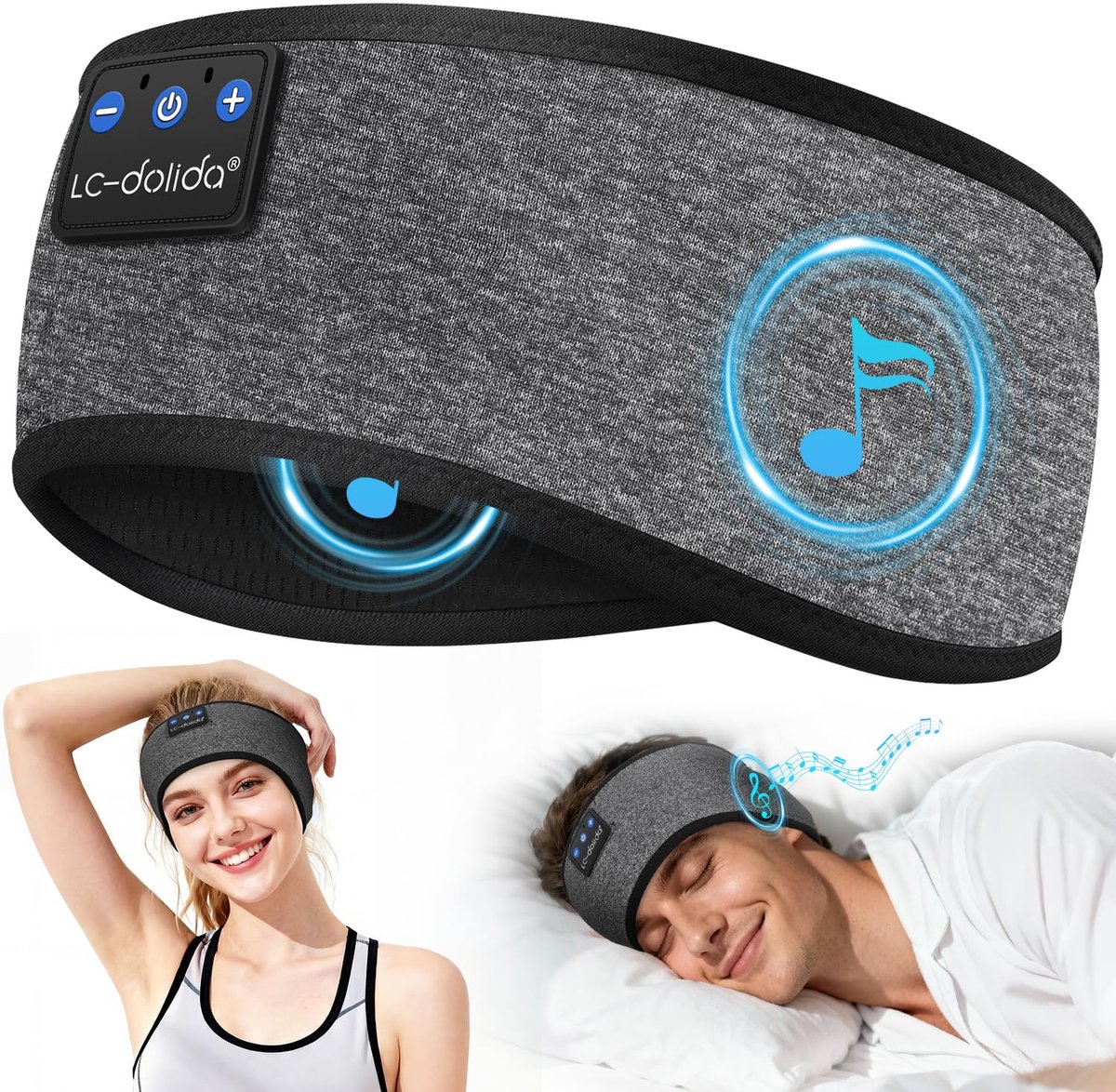 SnelShoppen - Hoofdband Slaaphoofdtelefoon Draadloos Bluetooth V5.4, Lichtgewicht met Hifi Stereo, 15 Uur Speeltijd, Ideaal voor Slaap, Meditatie, en