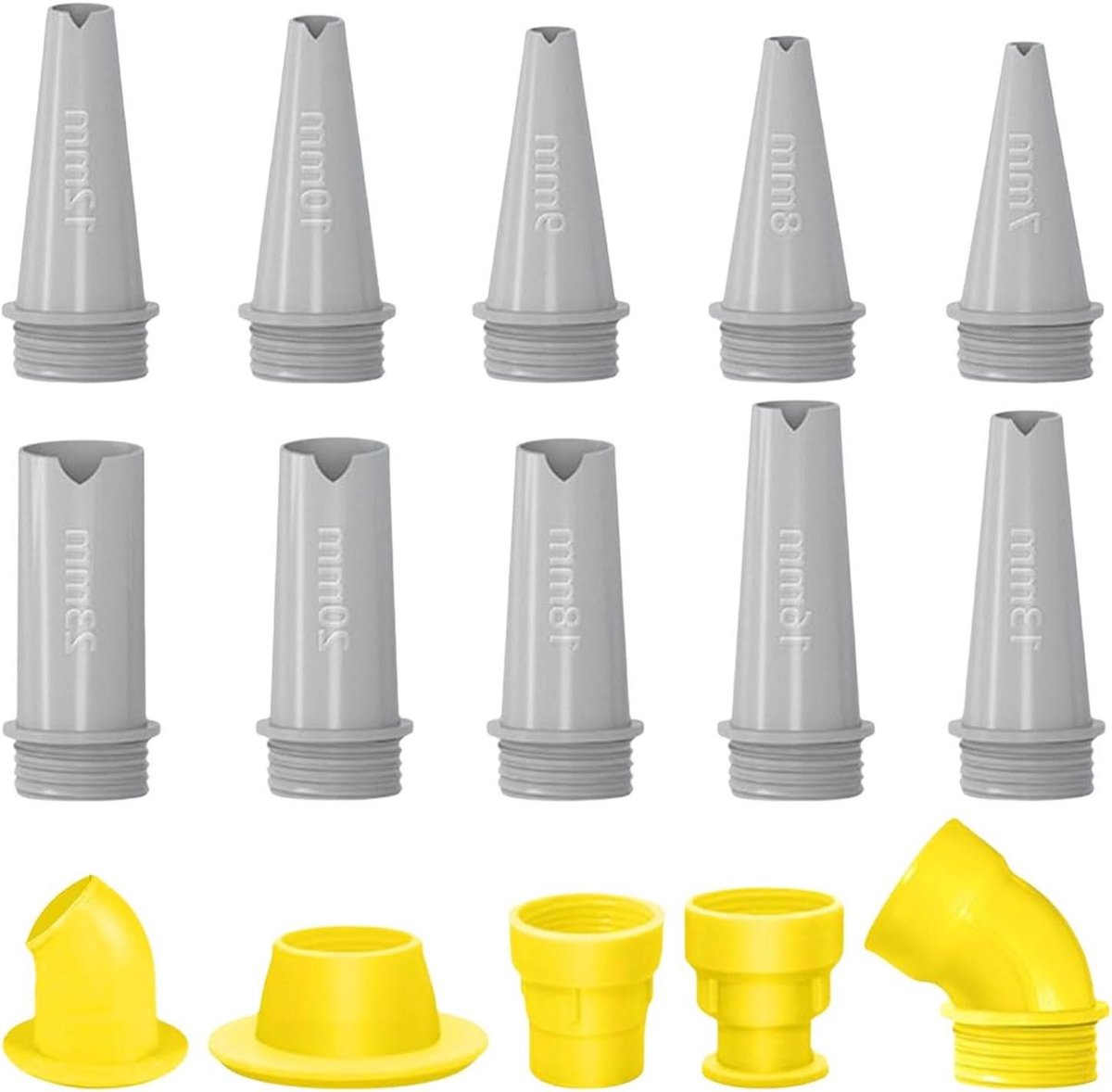 Kitmondstuk Set - Kit applicator Afdichtingsgereedschap - Kit aanbrengen - Geïntegreerd rubber mondstuk - 15 stuks - Grijs