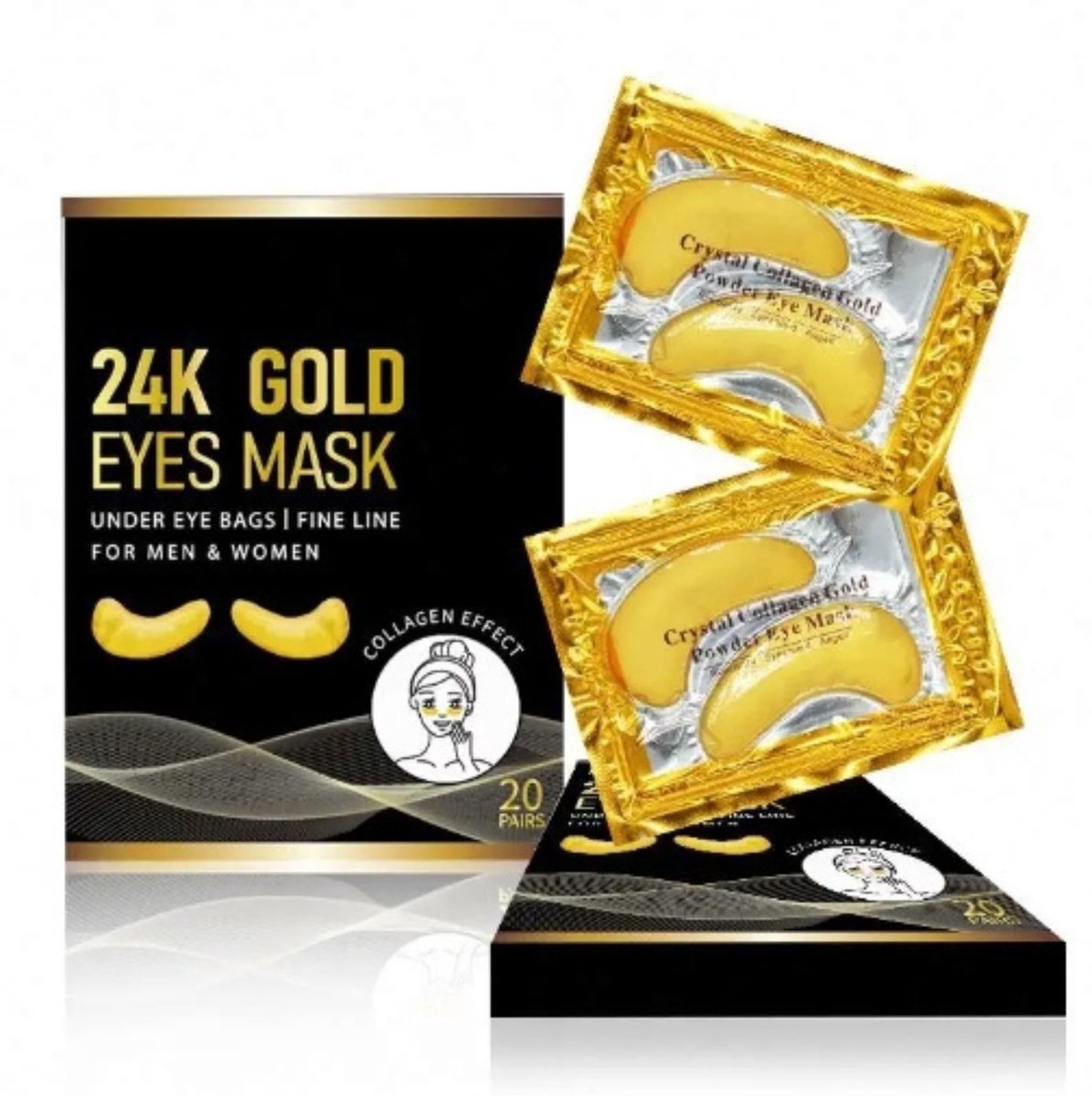 Dailygoods- Oogpads 24K Gouden - Collageen/Hyaluronzuur - Anti-aging - Tegen Donkere Kringen - Hydraterend - 20 Paar - Oogmasker