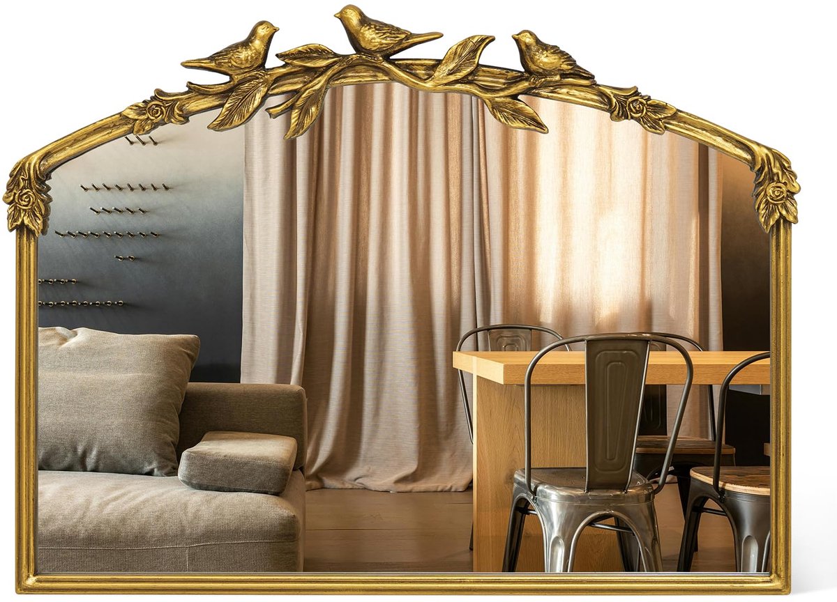 SnelShoppen - Vintage Wandspiegel Goud Barok 64x48 cm - Luxe Decoratie voor Woonkamer en Hal - Elegante Muurspiegel met Klassiek Ontwerp