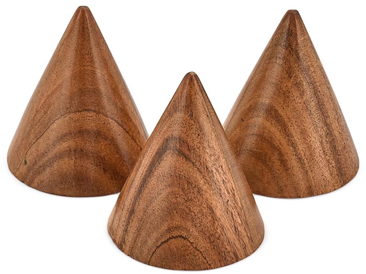 Dailygoods - Set van 3 Decoratieve Acacia Houten Kegels voor Tafelblad