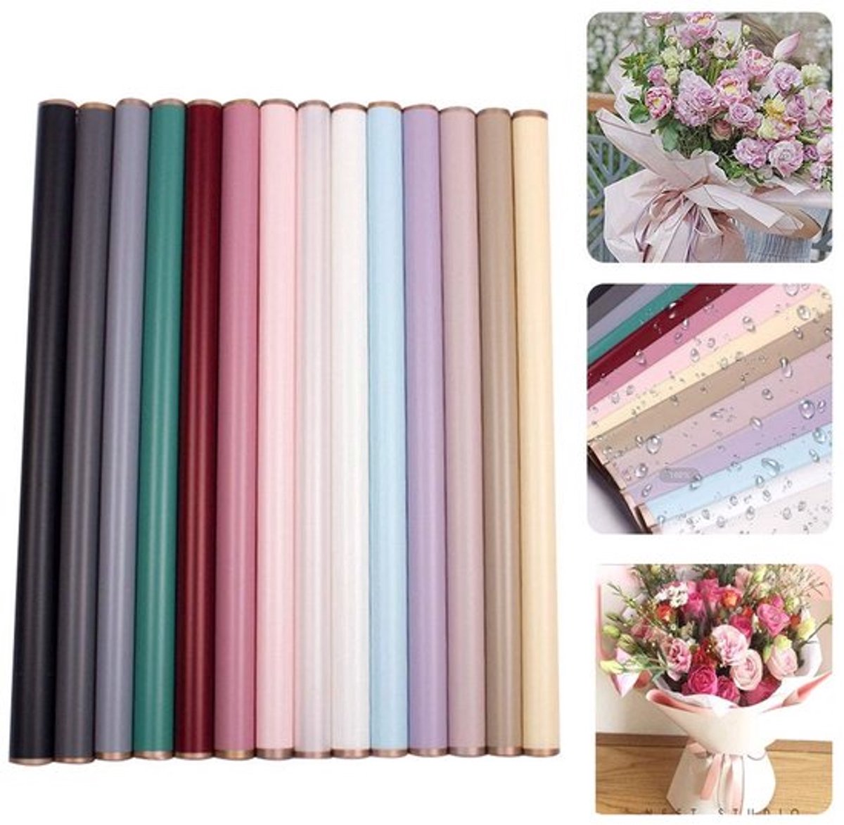 Bloemeninpakpapier Waterdicht - 20 Stuks - Gouddraaddesign - Meervoudig Gebruik - Geschenken - Decoratieartikelen - Cadeaupapier