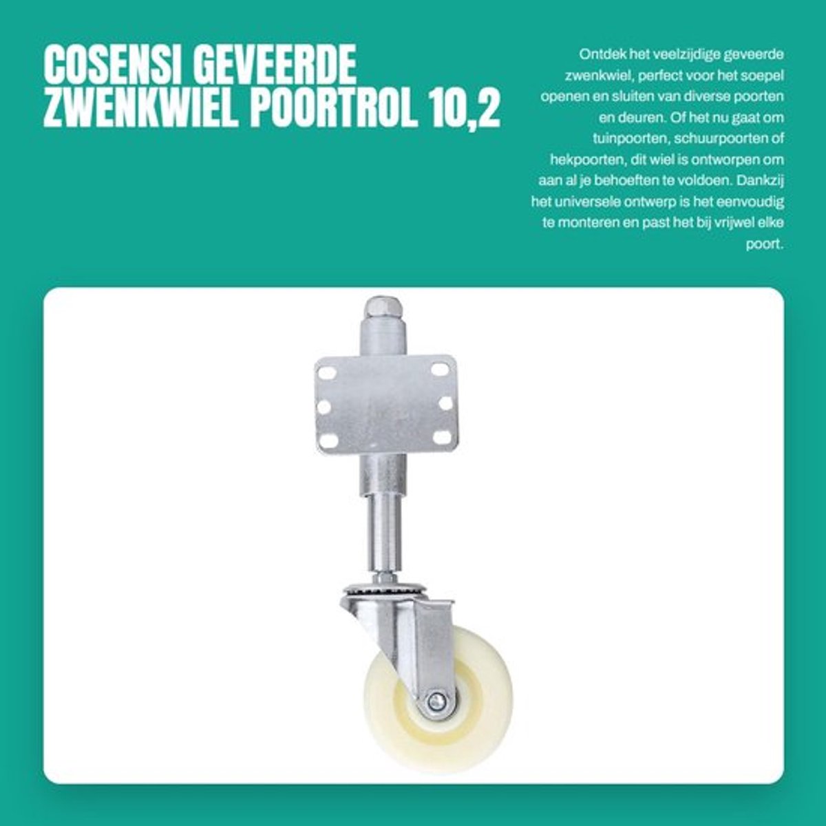 Zwenkwiel Geveerd 10,2 cm - Zwenkwielen Set van 4 - Poortrol - Draagvermogen 440 lbs - Eenvoudig te monteren - Veelzijdige toepassingen - Poortwiel
