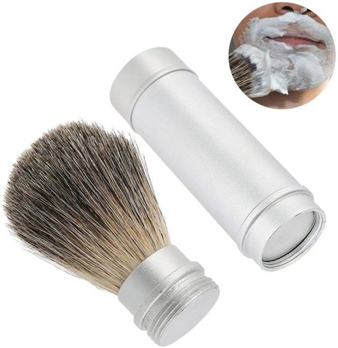 - Scheerkwast - Baardtools - Vegan - Reiskwast - Scheerborstel - Ideaal voor een comfortabele scheerervaring - Geschikt voor mannen