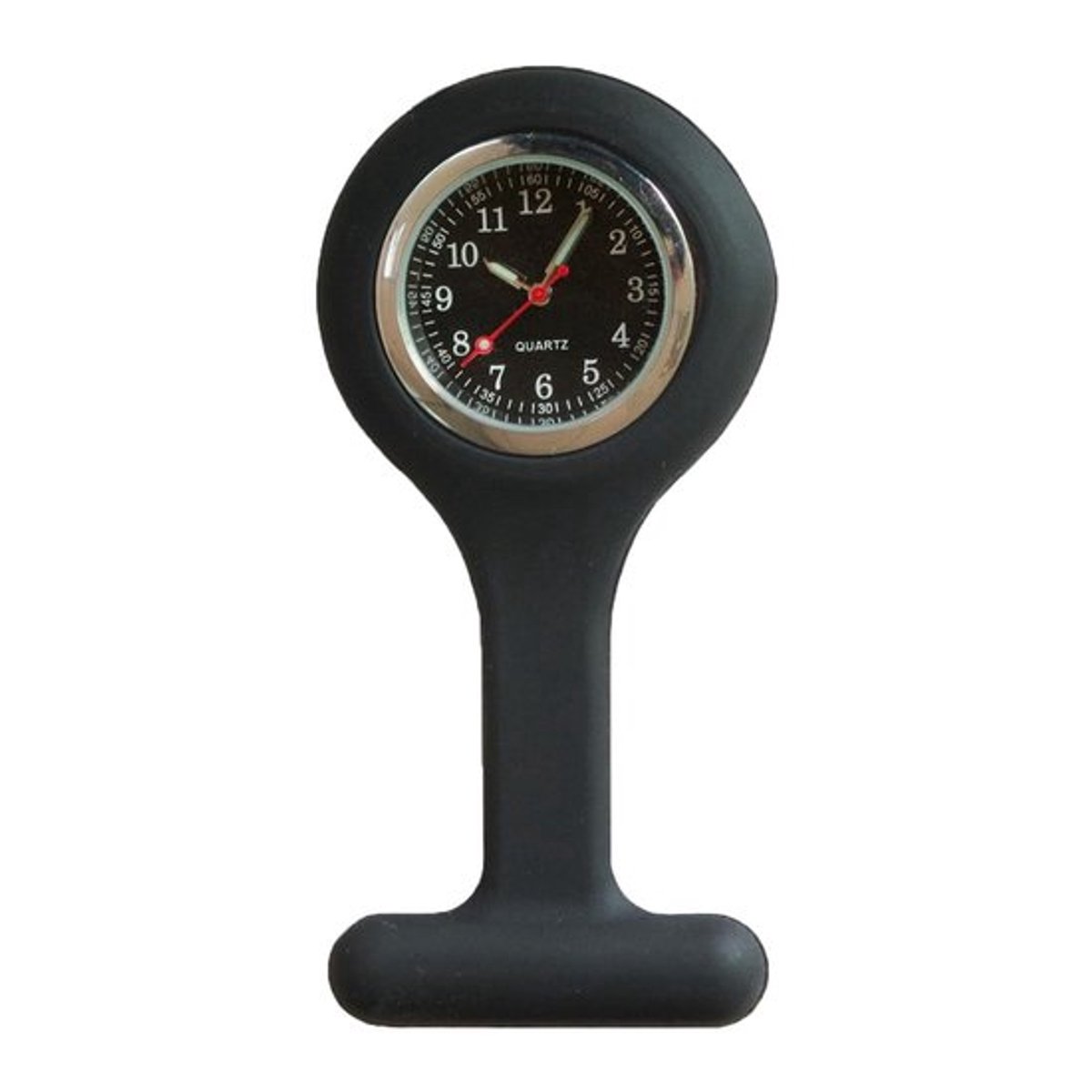 Zuster Horloge - rekbare siliconen hoes - gloeit in het donker - kwartsbeweging - voor artsen en verpleegkundigen - zwart