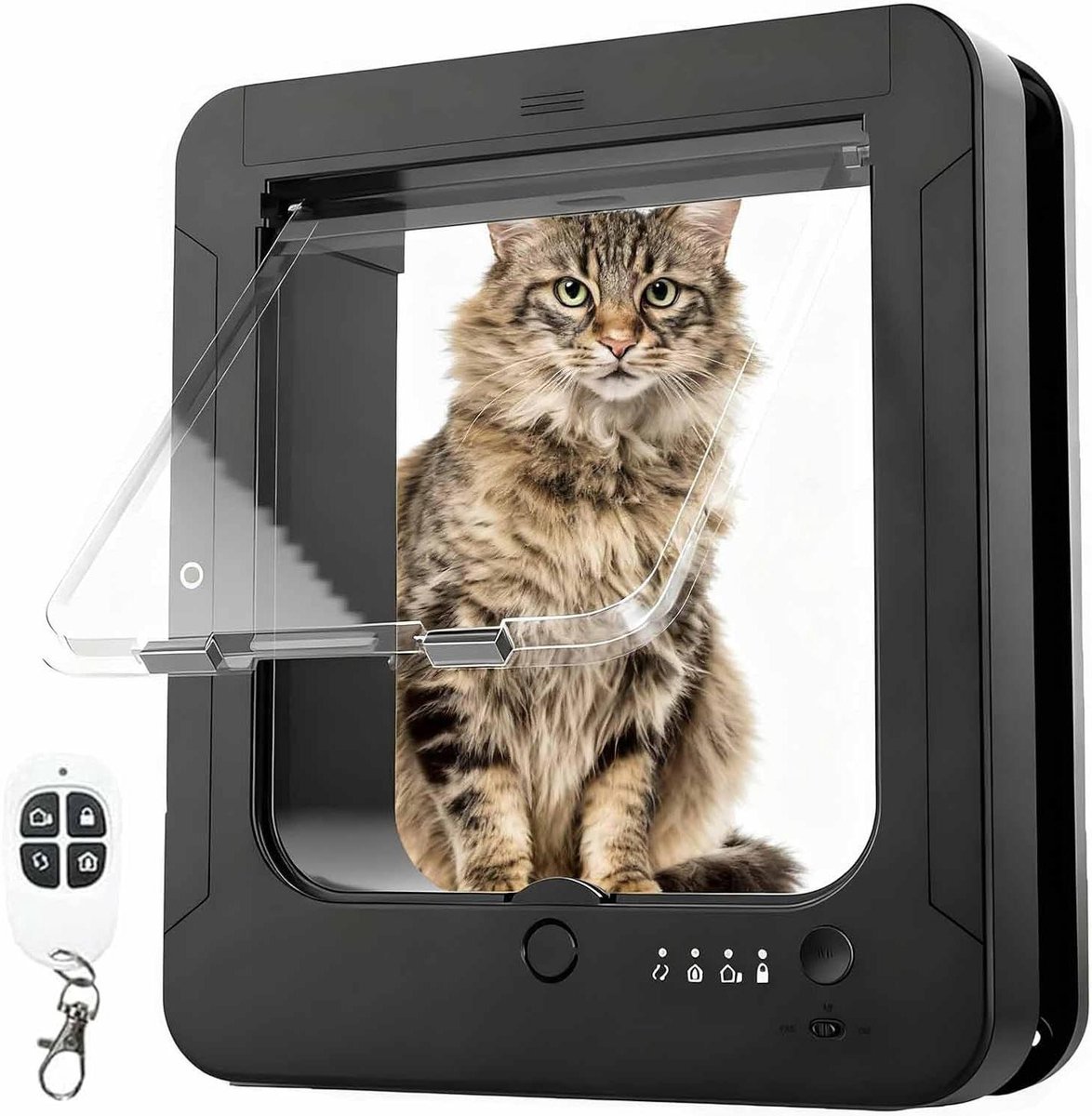 Huisdierluik RFID - Slim Kattenluik - Selectieve Toegang - 4-Weg Vergrendeling - Tot 11 kg - Wit Zwart
