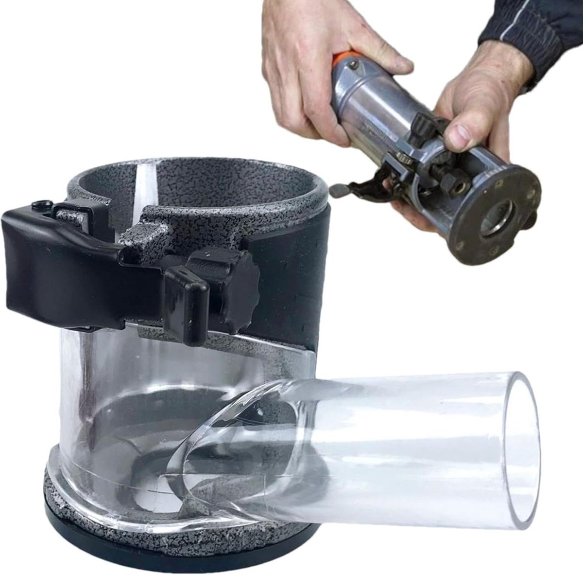 Freesbasis - Houtbewerking Accessoire - Precisie Houtsnijwerk - Stofafzuiging Poort - 9.9 cm Diameter - Meerkleurig