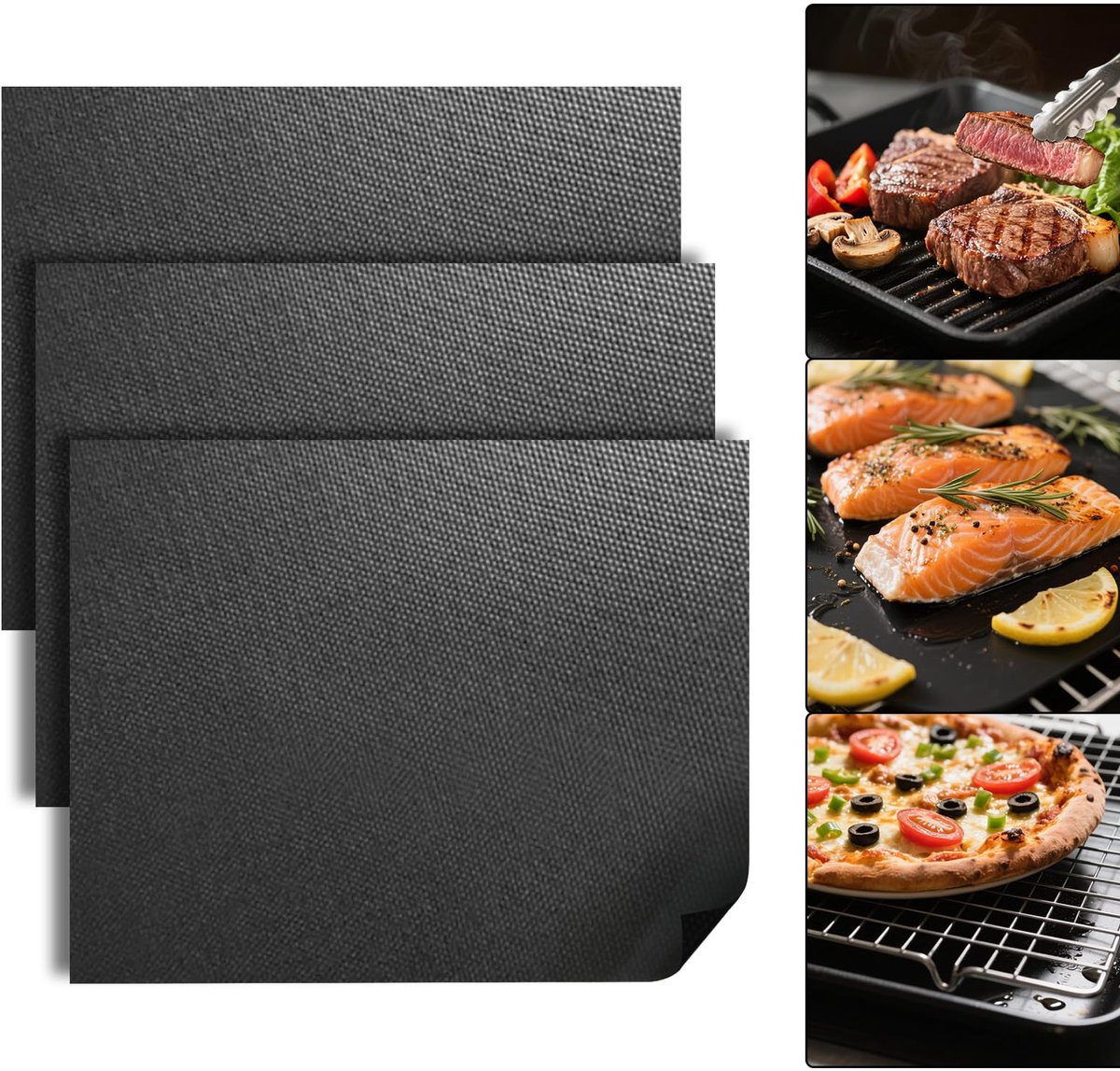 SnelShoppen - Barbecuematten voor Gasbarbecues 50 x 40 cm - Herbruikbare Antiaanbakmatten voor Elektrische en Houtskoolbarbecues - Gemakkelijk Schoon