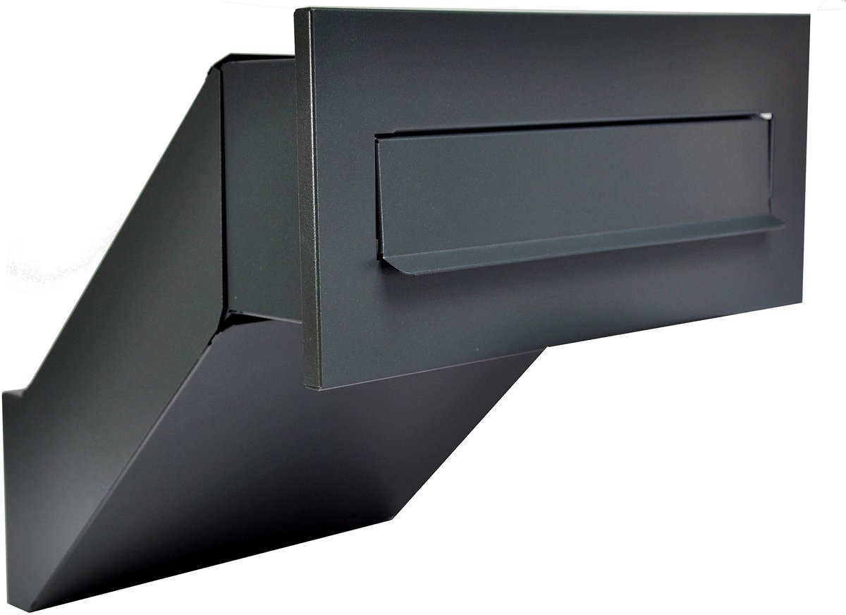 SnelShoppen - Wanddoorworp Brievenbus Antraciet Grijs RAL 7016 XXL Inbouwbrievenbus Weerbestendig met Frame voor Wanddikte 260-420 mm en Frontpaneel 3