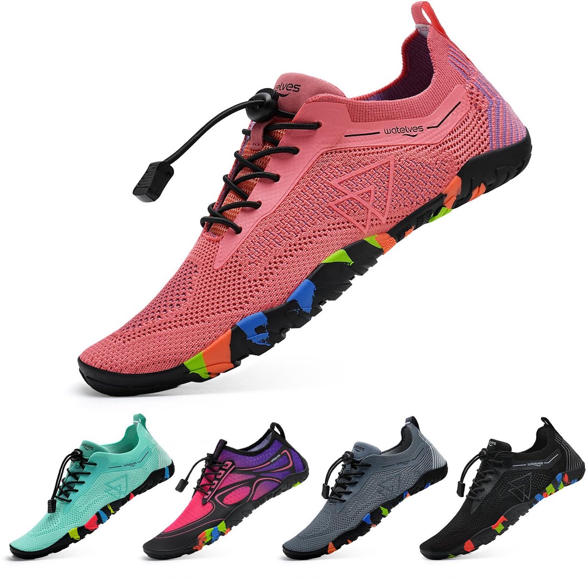 SnelShoppen - Sneldrogende Waterschoenen Heren en Dames - Antislip Badschoenen - Ademend Aquaschoenen - Lichtgewicht Surfschoenen - Roze - Maat 42 EU