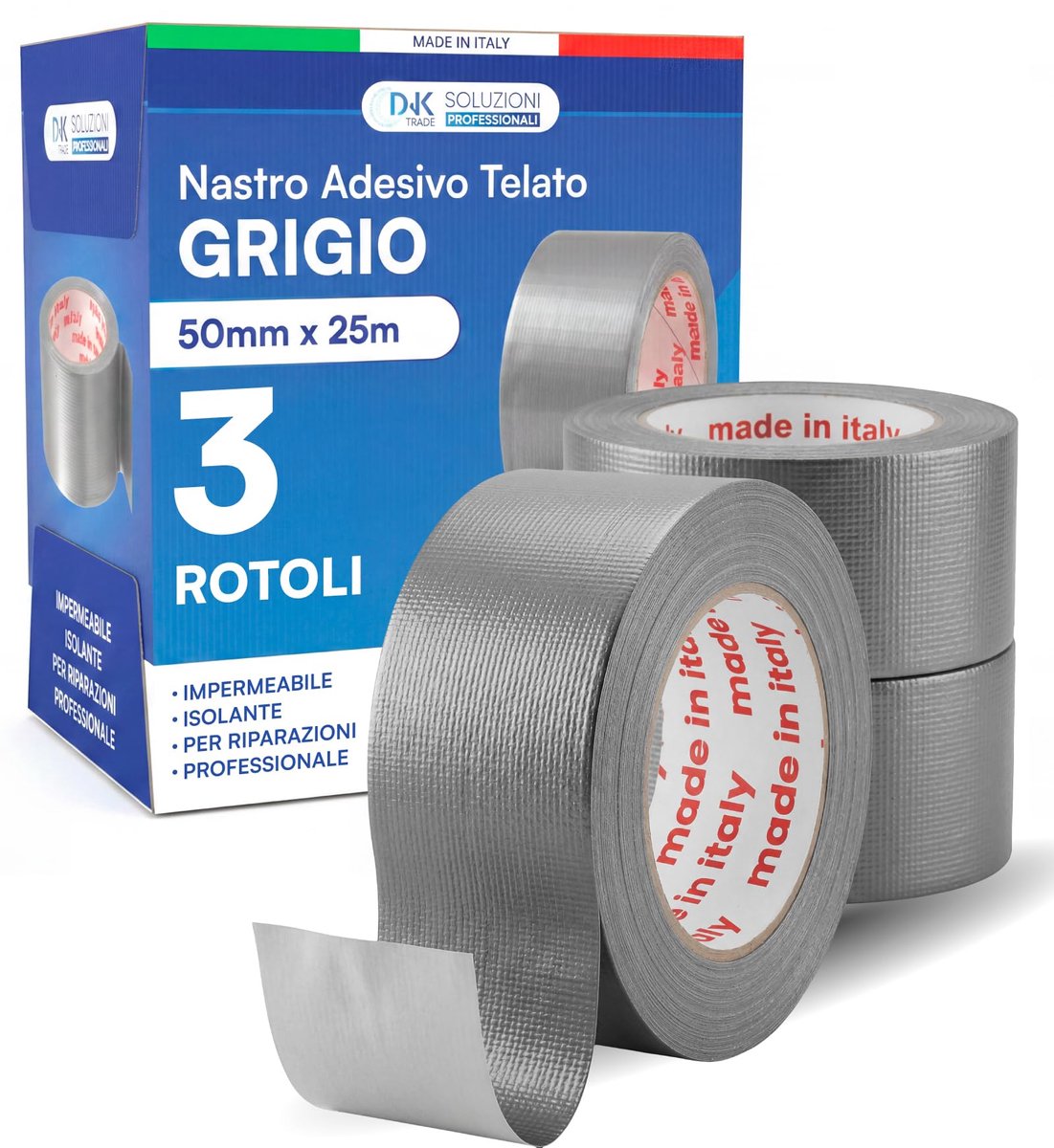 SnelShoppen - Weefseltape 50 mm x 25 m Grijs - Isolerend, Waterdicht, Voor Professionele Reparaties en Doe-Het-Zelvers - Hecht op Metaal, Kunststof en