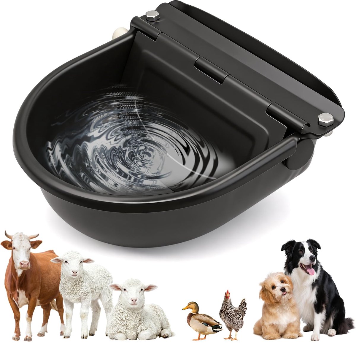 SnelShoppen - Automatische Paardendrinkbak Roestvrij Staal met Vlotter, Drinkbak voor Paarden, Runderen, Schapen, Geiten en Alpaca's, 1/2" Vlottervent