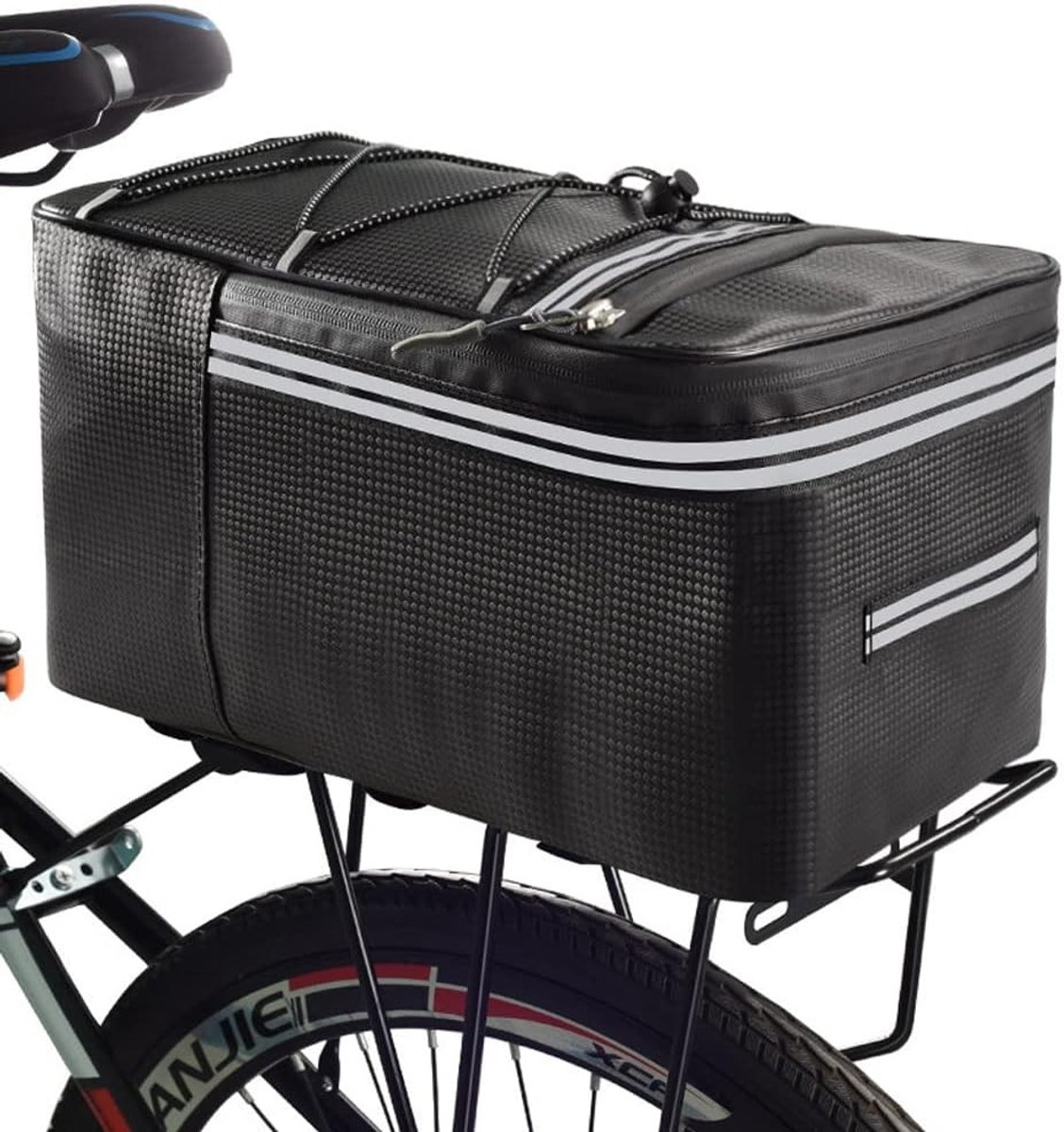 Fiets Achtertas - Zwart - 33 x 21 x 18 cm - Waterdichte Fietstas met Reflecterende Strip - Voor Fietsers