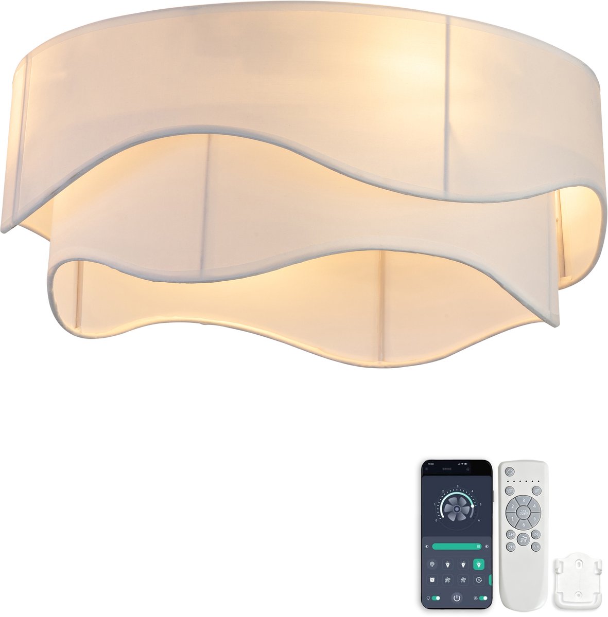 Moderne 19-inch plafondventilator - ABS-bladen - App- en afstandsbediening - Zes snelheden - Omkeerbare ventilatorstanden - Geschikt voor slaapkamer en babykamer
