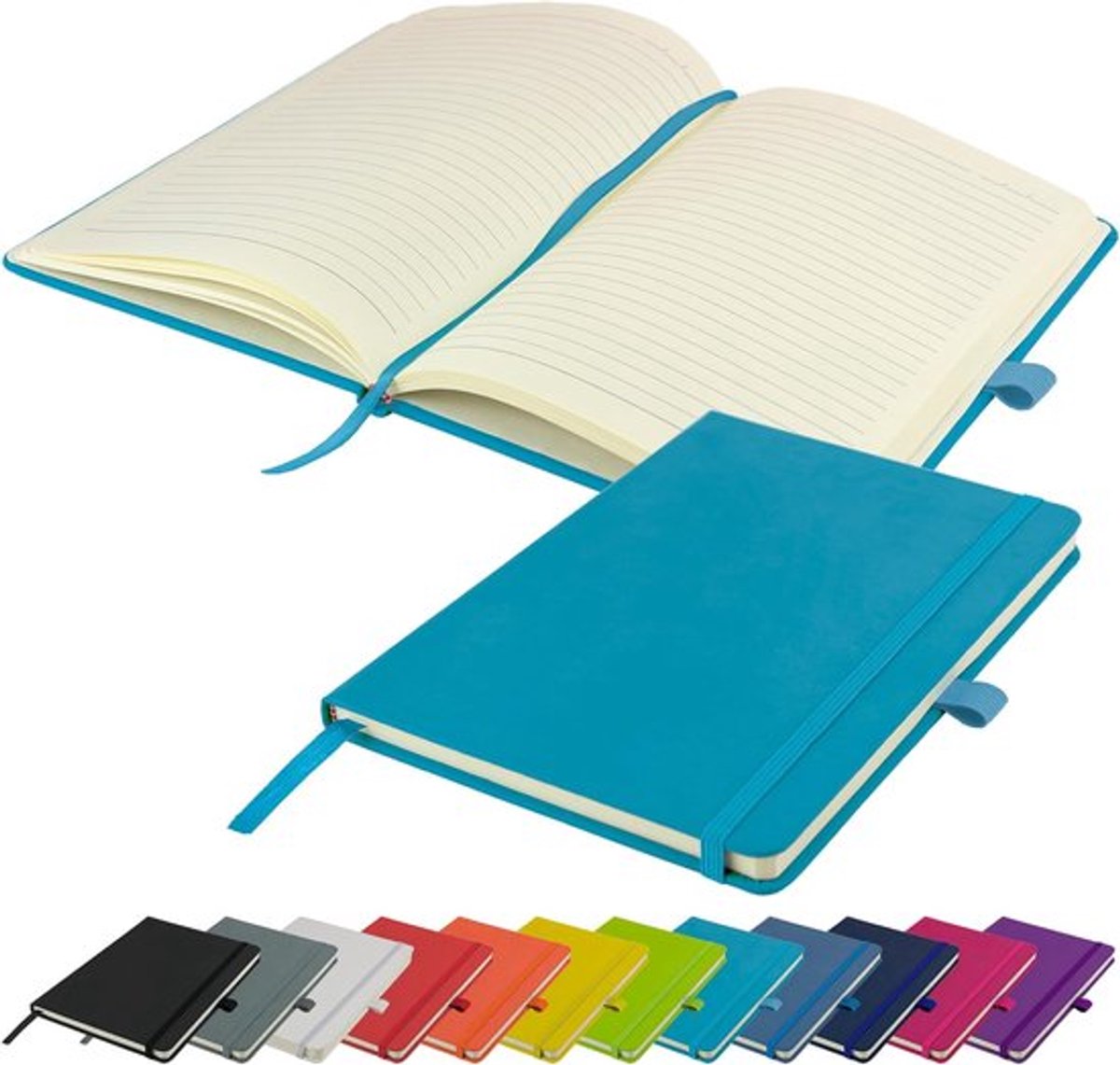 A5 Formaat Luxe Hardcover Notitieboek met Lijnpagina's in Stijlvolle Kleur Teal