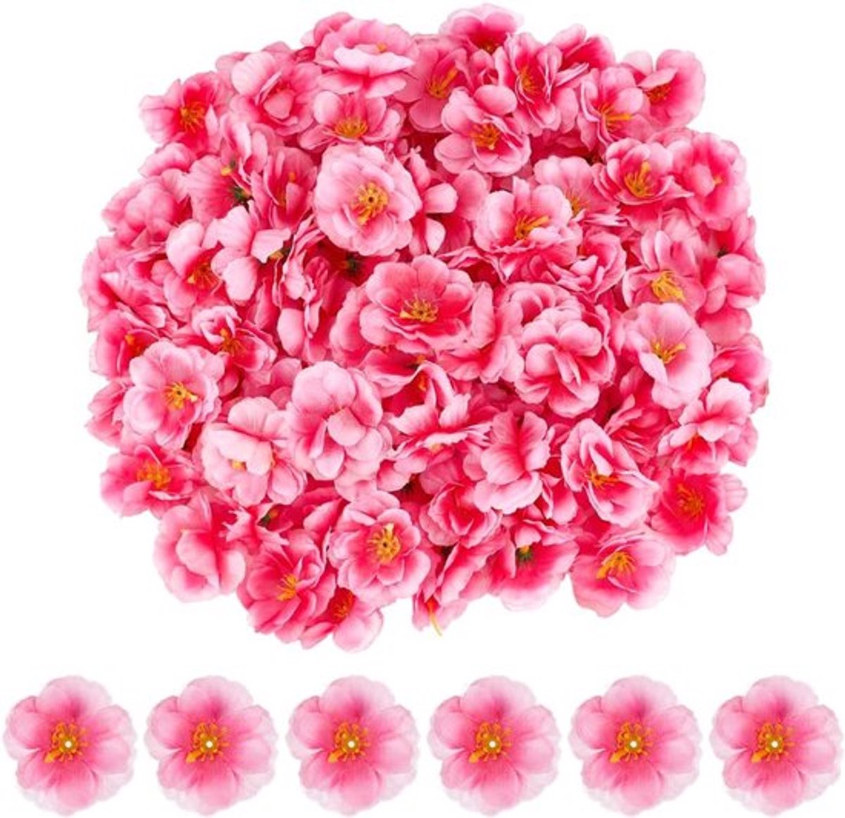 150 stuks kunstkersenbloesems - 5 cm, kleine perzikkleurige bloemen - nep bloembladen voor bruiloft, feest en thuisdecoratie - bruids haarclips, hoofdbanden, jurken DIY
