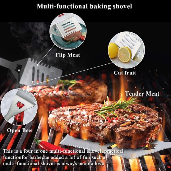 Grill accessoires kit 10 stuks met een keukengerei houder BBQ barbecue gereedschap set roestvrij stalen handvat geen smelten geen afkomen en hittebestendig Barbecue — afbeelding 3