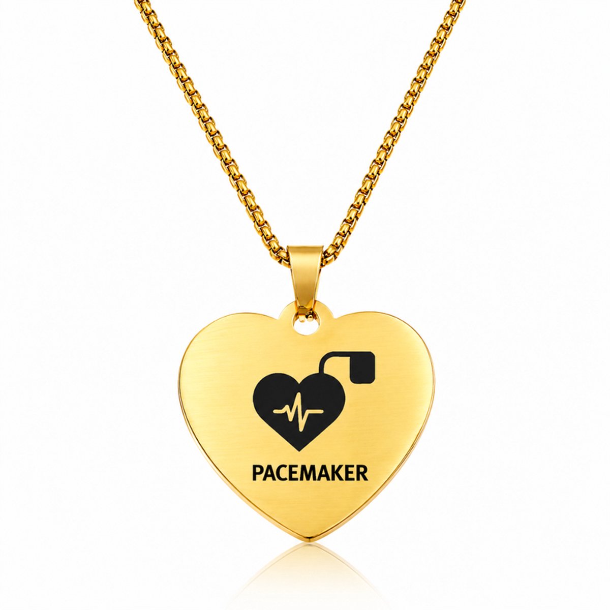 Ketting | Hart | RVS | Goud | Pacemaker