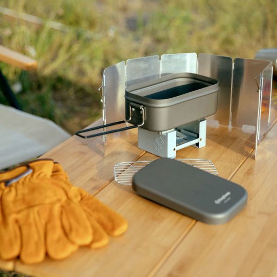 Camping-kookset Mess Tin Set - Outdoor-kooktoestel met opvouwbare aluminium pan 500 ml — afbeelding 4
