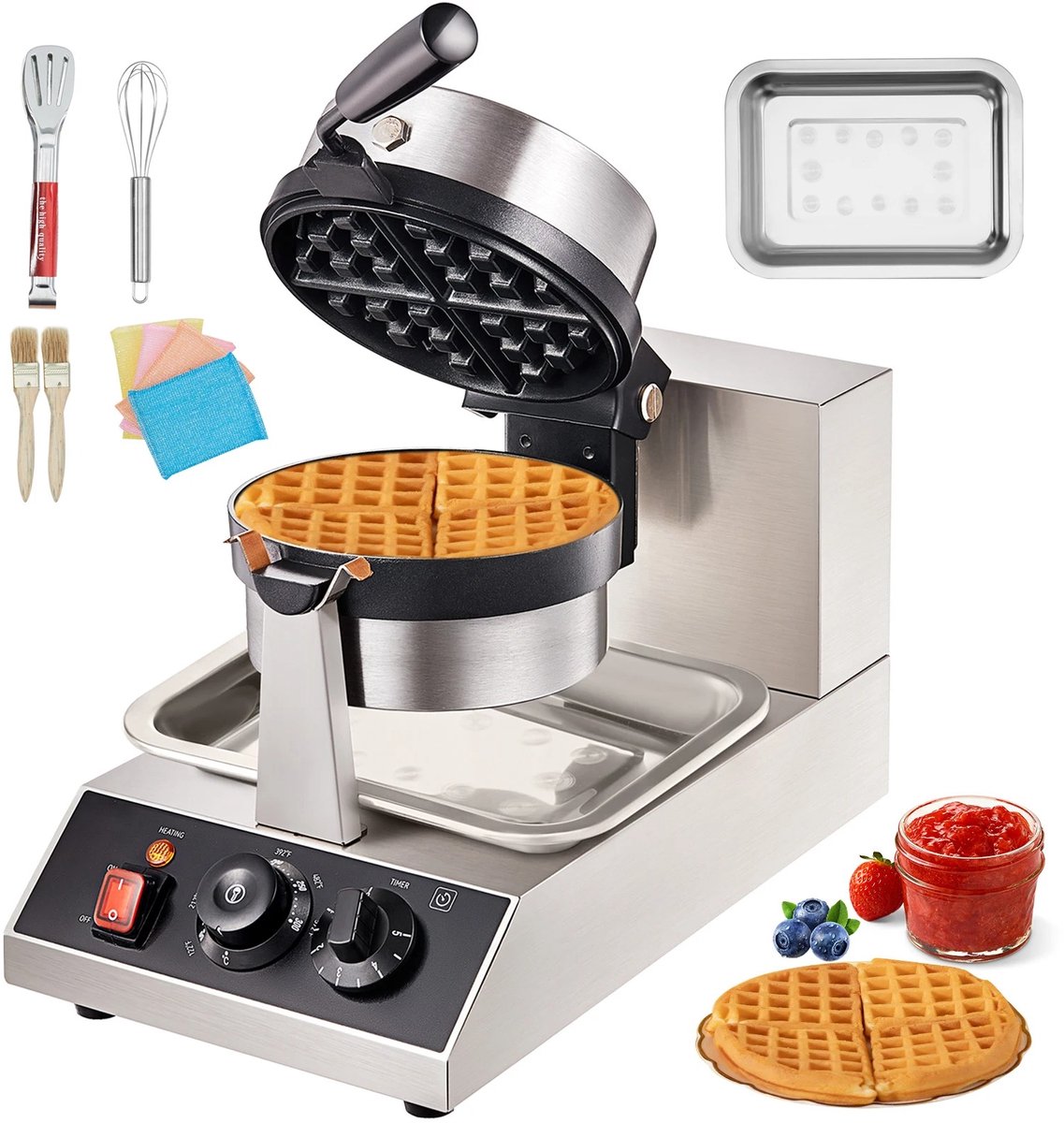 Novix Tosti apparaat - Wafelmaker - Contactgrill - Roestvrijstaal - Non stick Wafel baker - Teflon-Gecoate Bakpannen - grijs