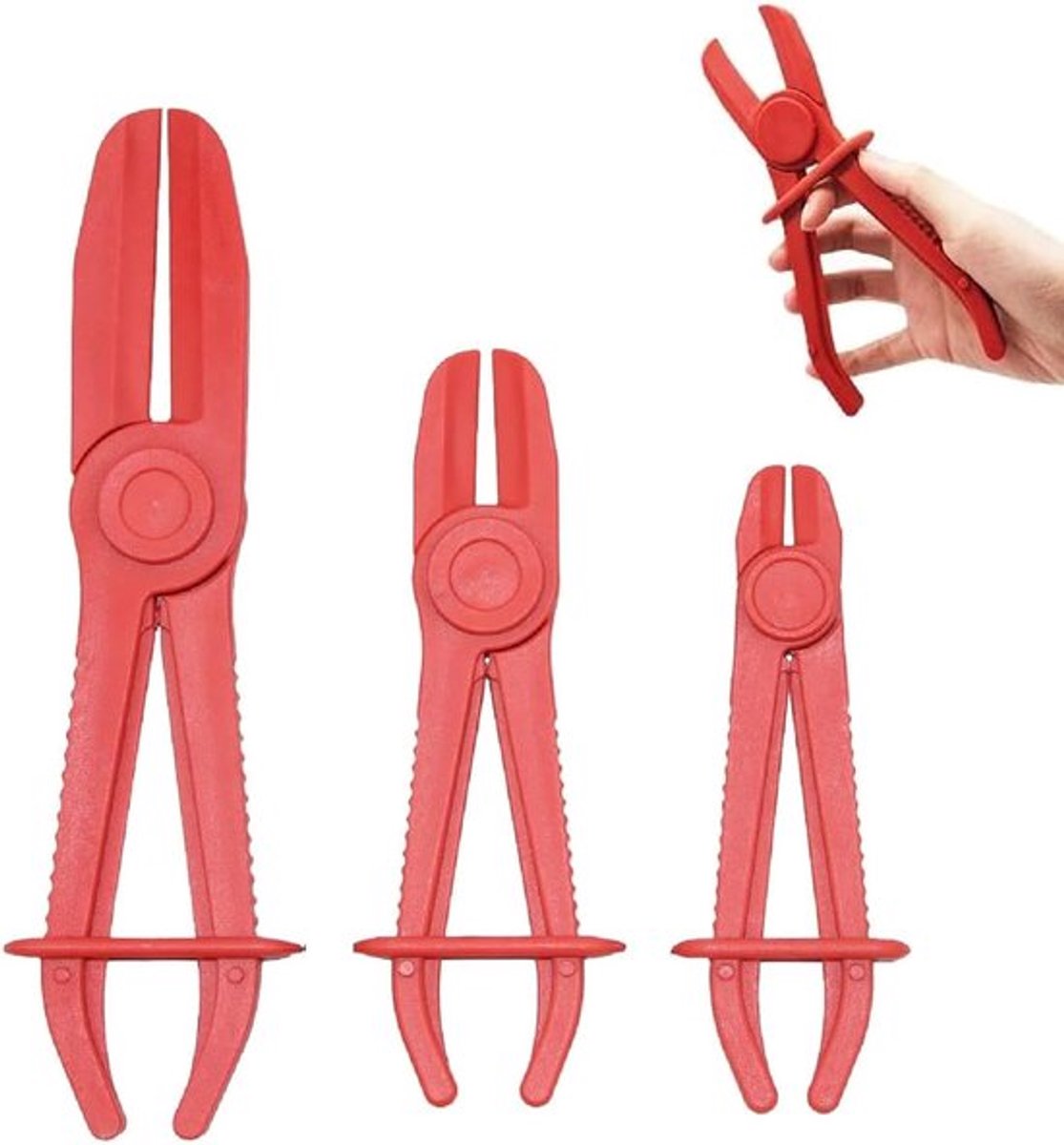 Set van 3 Slangklem Pliers voor het Klemmen van Koelvloeistofslangen, Remleidingen en Brandstofleidingen - 155 mm, 185 mm, 255 mm