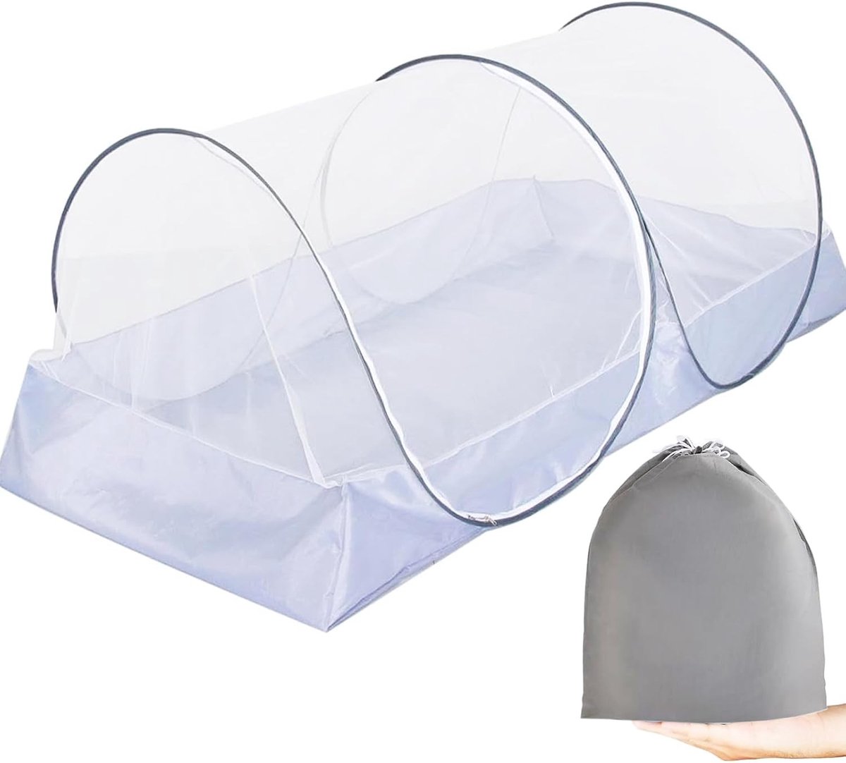 Klamboe 2 persoons - Wit - 200 x 100 x 73 cm - Opvouwbaar Pop-up Muggennet Bedtent - Voor Kinderen en Outdoor Gebruik