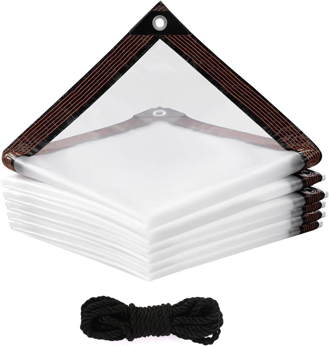 Waterdichte Transparante Tarpaulin 2 x 2 m met Oogjes en 5 m Touw voor Camping, Balkon, Tuin, Bescherming van Meubels en Planten