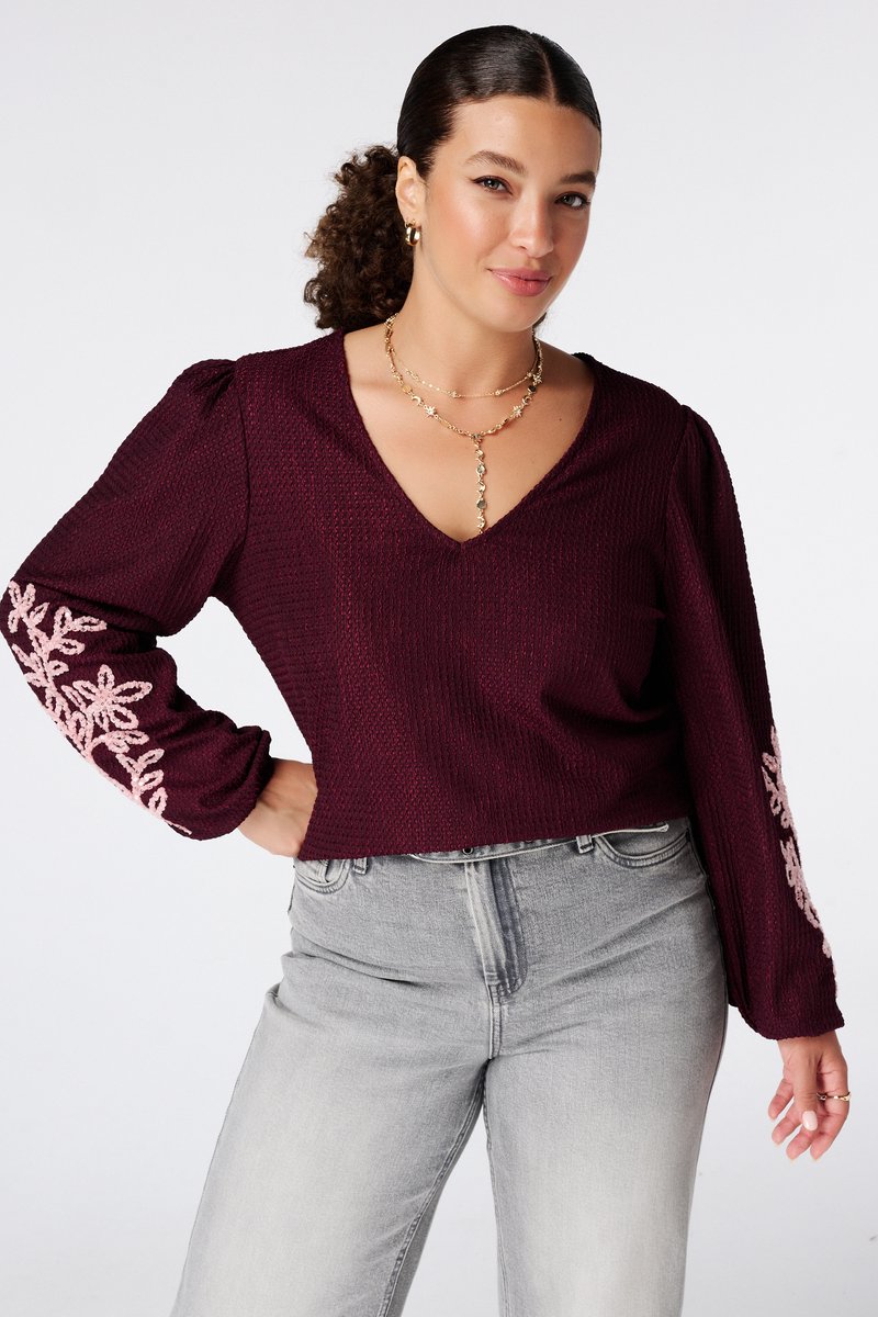 MS Mode Blouse Top met borduursel