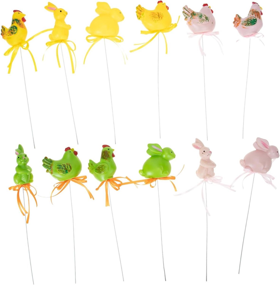 Paas Decoratie Prikkers - Paasdecoratie Tuin - Feestelijke Aankleding - Uniek Ontwerp - 25 x 7 x 4 cm - Multicolor