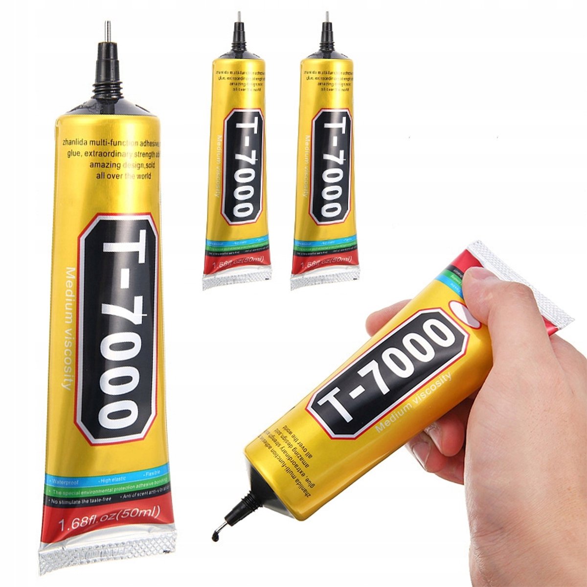 Rosfix Lijm T-7000 Spuitmond - Precieze Applicator - Zwart - 15ml×3 - Sneldrogend 3min