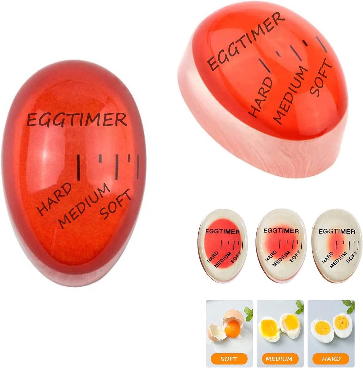 Eierkoker - Rood - 4 x 5,5 cm - Hars Kleurveranderende Timer - Voor Koken van Eieren