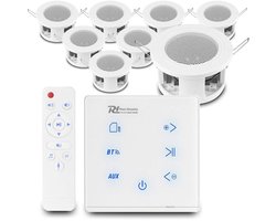 Power Dynamics set van 8 CSBA3L plafondspeakers met de A100W inbouw versterker - Bluetooth - 4x 20W